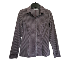 Ricki's Red Striped Button Down Collared Long Sleeves Shirt Size 2